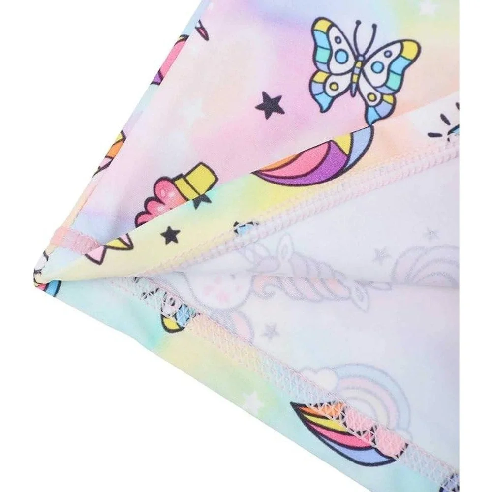 Kids Girls Pink Unicorn Rainbow Rash‎ Guard Swimsuit Set 12M UPF 50+